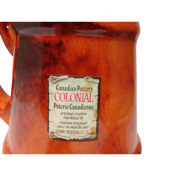 Vtg Genin Trudeau Orange Drip Glaze Canadian Pottery Mug - Picture 2 of 7